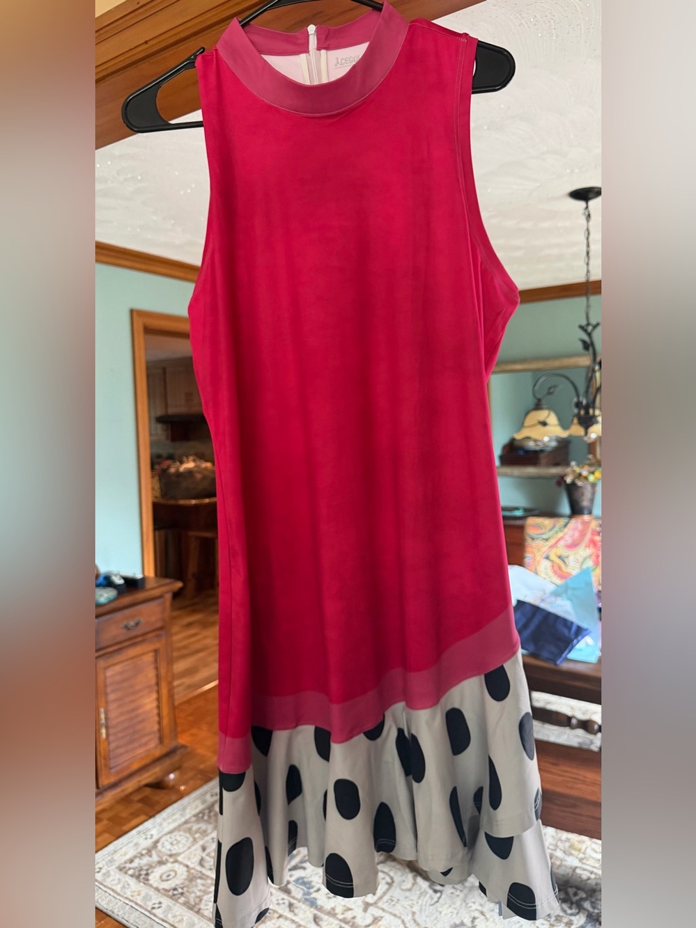 Golf Sleeveless Red Polka Dot Hem Dress Acegolfs